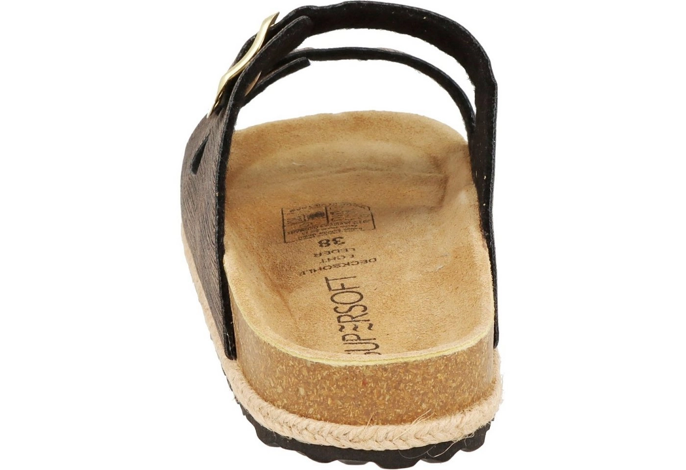 SUPERSOFT »274-920 Damen Pantoffeln 2er-Riemen Bast Hausschuhe Leder Brown« Pantolette