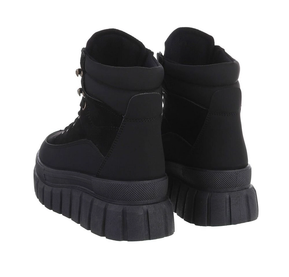 Ital-Design »Damen Schnürschuhe Freizeit« Sneakerboots Keilabsatz/Wedge Sneakers High in Schwarz