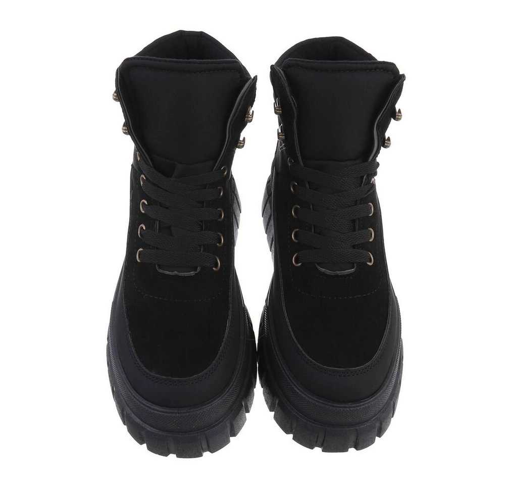 Ital-Design »Damen Schnürschuhe Freizeit« Sneakerboots Keilabsatz/Wedge Sneakers High in Schwarz