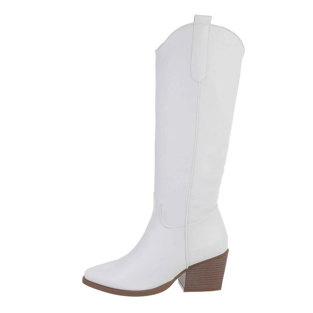 Ital-Design »Damen Cowboyboots Western« Stiefel Blockabsatz Western- & Bikerstiefel in Weiß