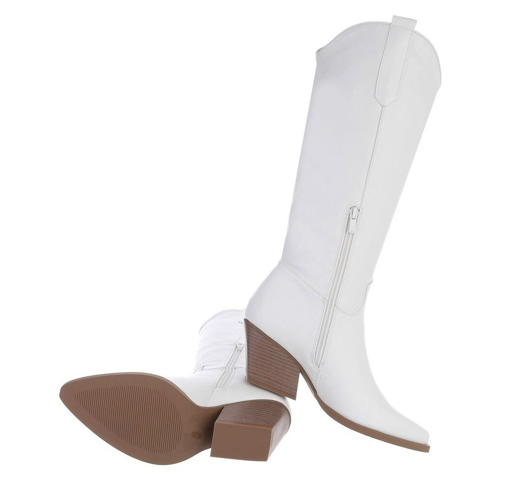 Ital-Design »Damen Cowboyboots Western« Stiefel Blockabsatz Western- & Bikerstiefel in Weiß