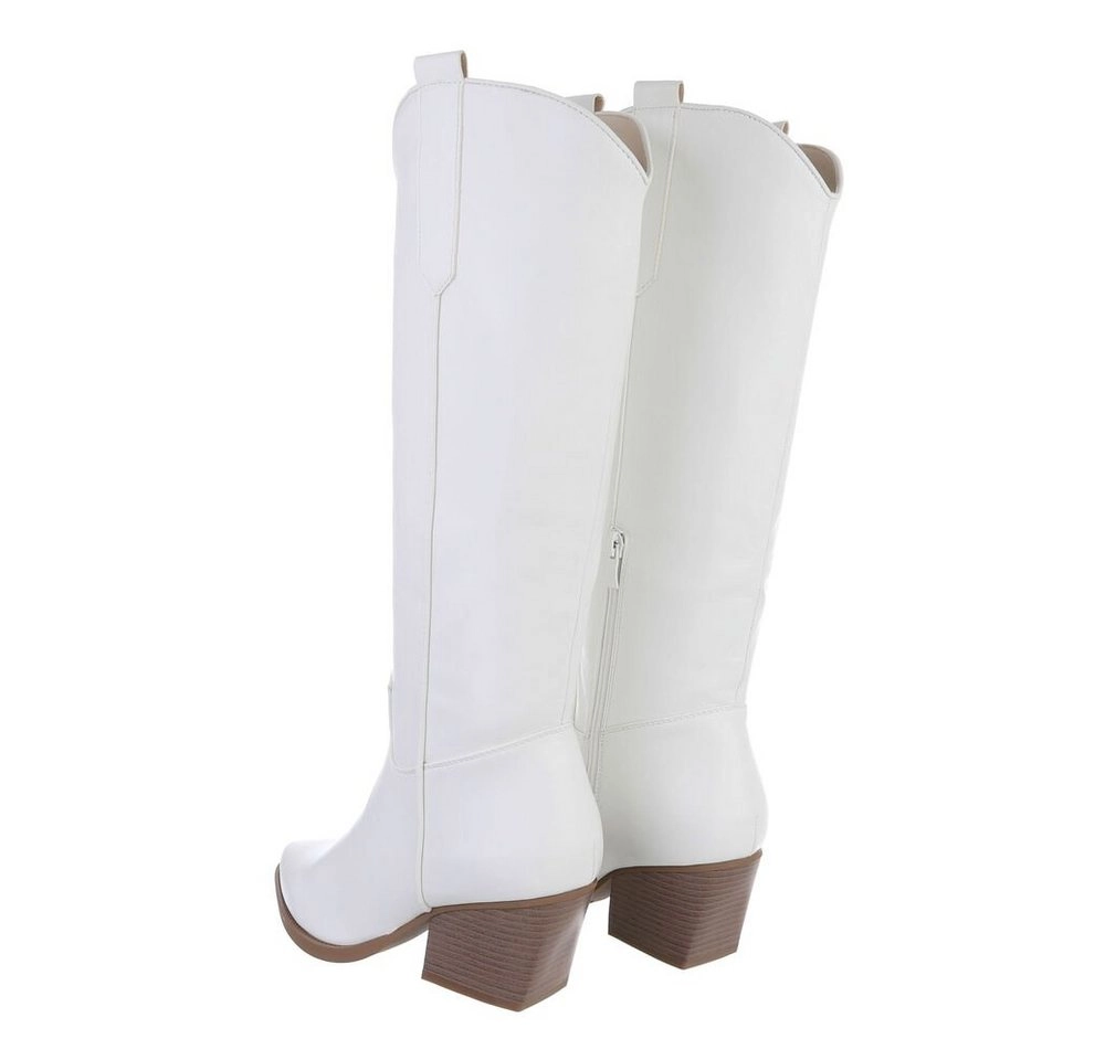 Ital-Design »Damen Cowboyboots Western« Stiefel Blockabsatz Western- & Bikerstiefel in Weiß