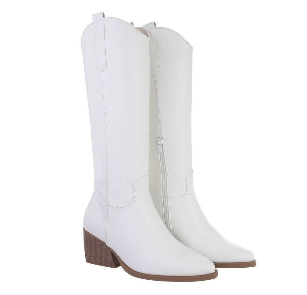 Ital-Design »Damen Cowboyboots Western« Stiefel Blockabsatz Western- & Bikerstiefel in Weiß