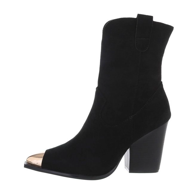 Ital-Design »Damen Cowboyboots Western« Stiefelette Blockabsatz High-Heel Stiefeletten in Schwarz