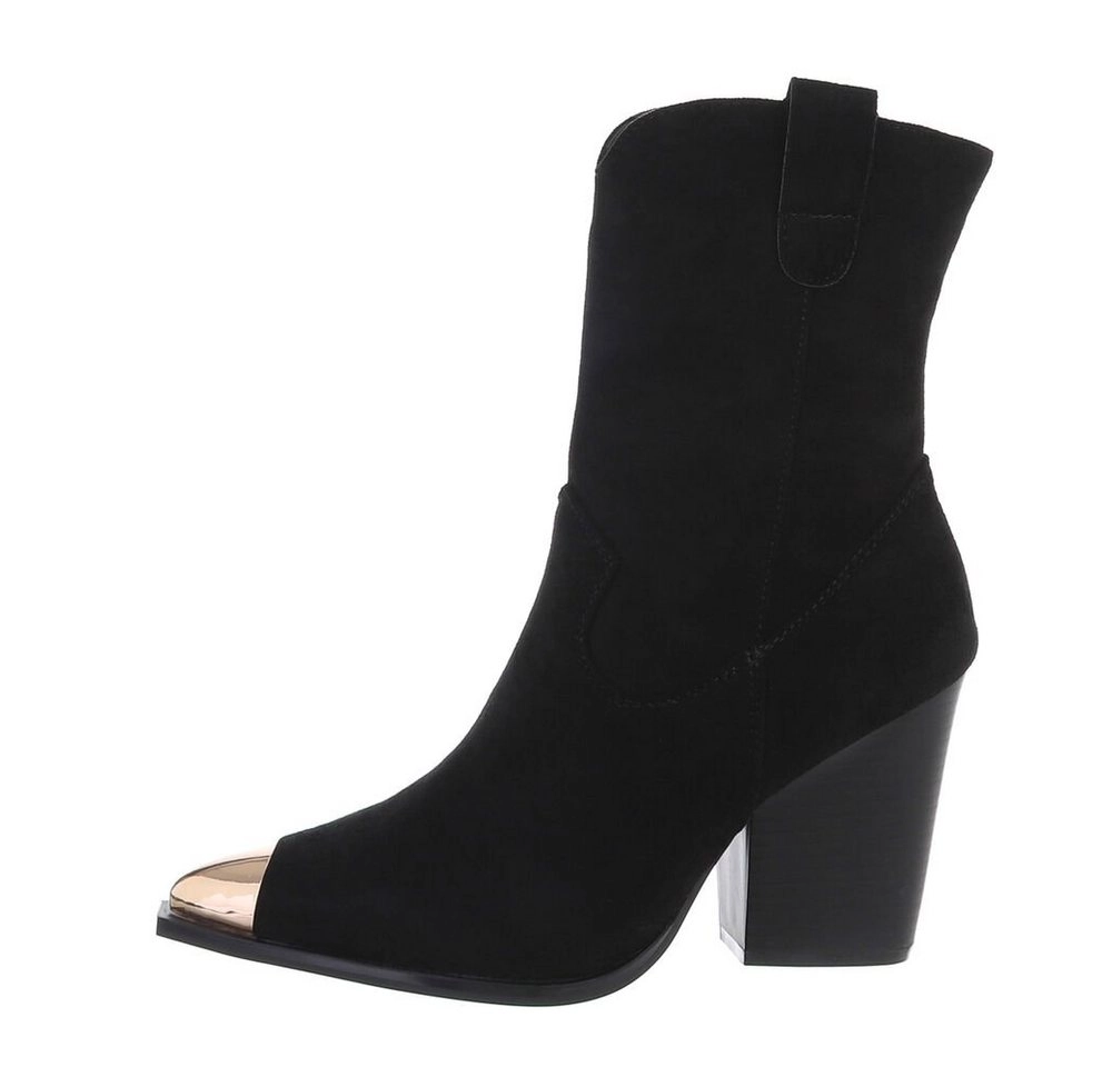 Ital-Design »Damen Cowboyboots Western« Stiefelette Blockabsatz High-Heel Stiefeletten in Schwarz