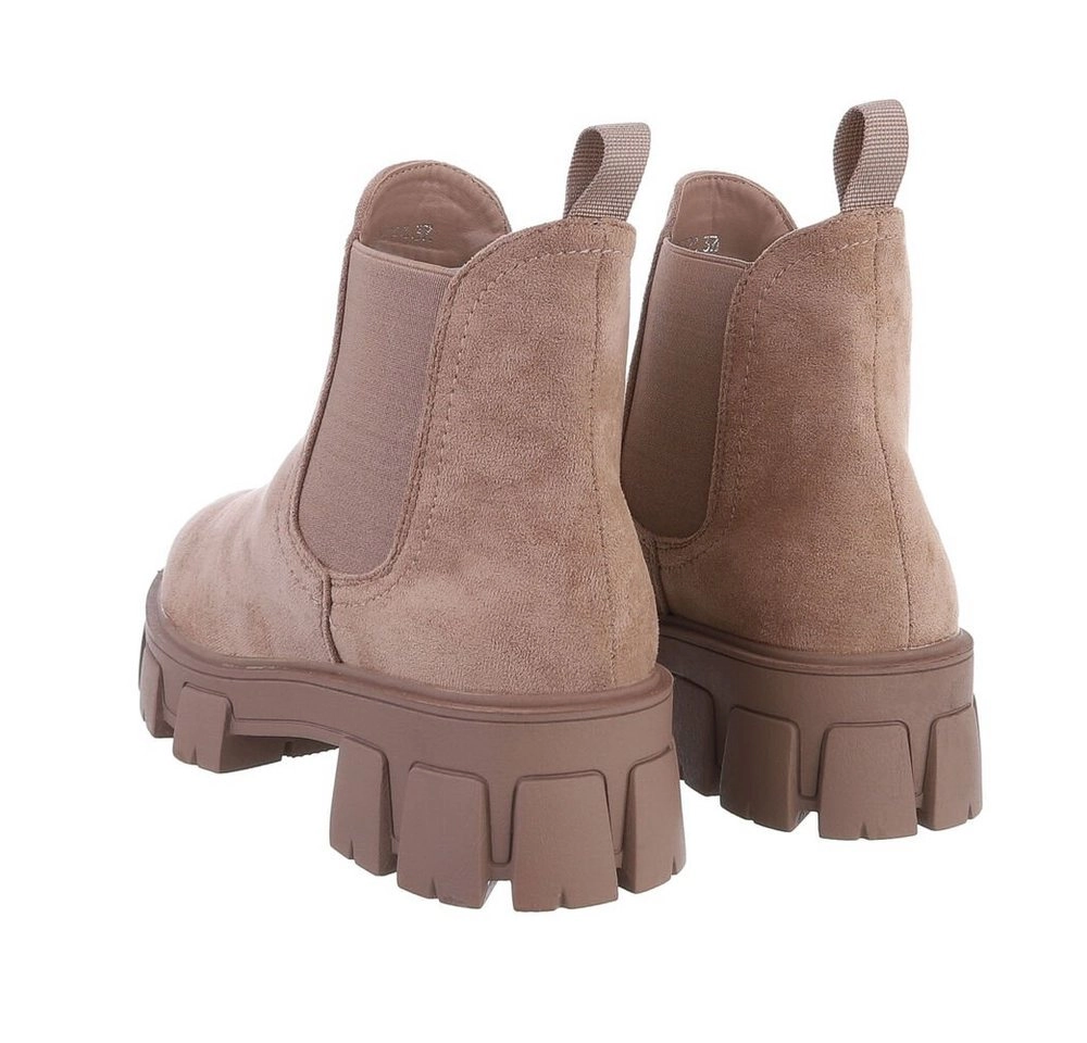 Ital-Design »Damen Chelsea Freizeit« Stiefelette Blockabsatz Chelsea Boots in Altrosa