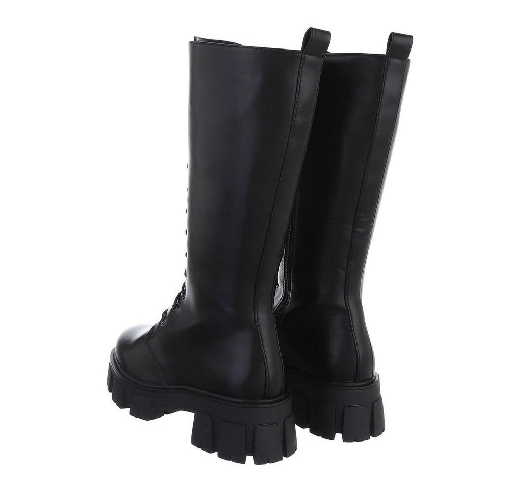 Ital-Design »Damen Schnürschuhe Freizeit« Stiefel Blockabsatz Schnürstiefel in Schwarz