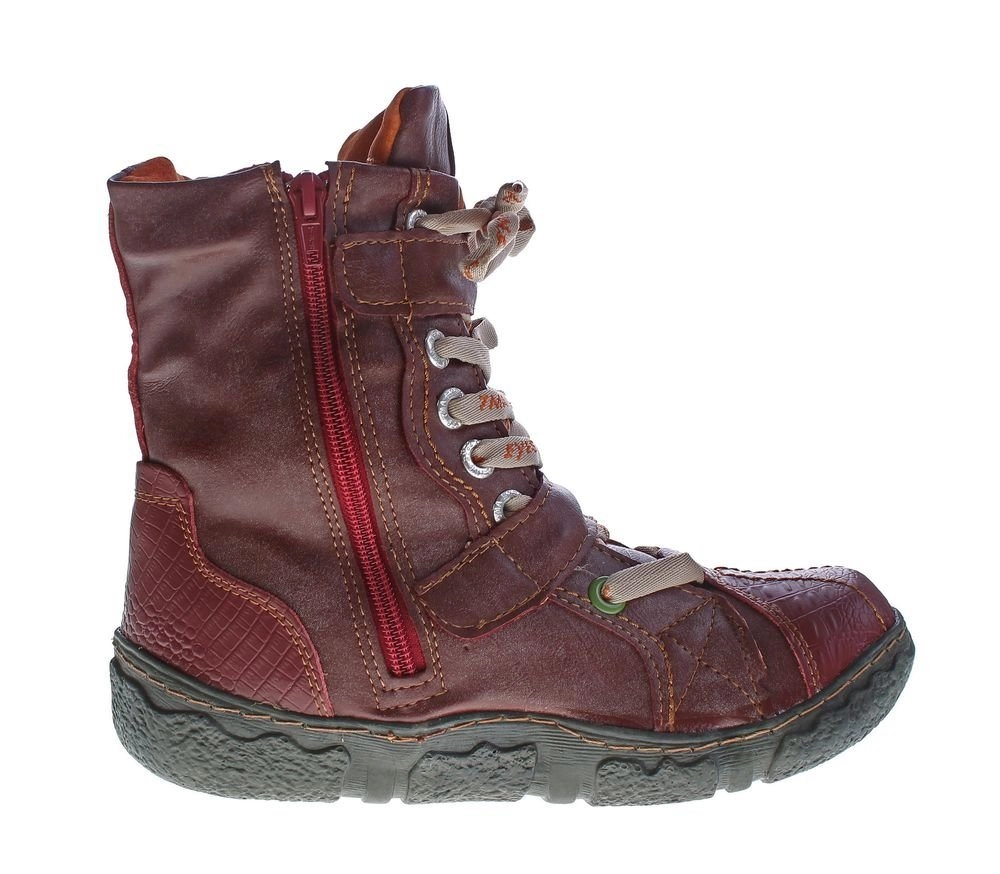 TMA »Winter Stiefeletten Leder Schuhe TMA 7087 Stiefel« Stiefelette Gefüttert, Antik bzw. Used Look, Reptil-Print, Klettverschlüsse