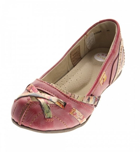 TMA »TMA 5088 Ballerina Leder Damen Schuhe Slipper« Keilpumps Used Look, Zeitungsdruck