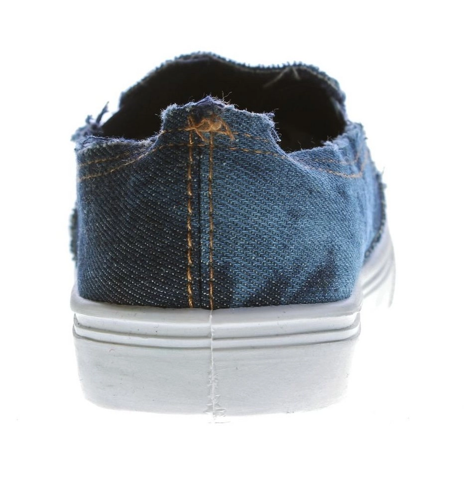 Scandi »Halb Schuhe Ballerina Sneakers Slipper Jeans-Stoff« Slip-On Sneaker Jeansstoff, bunte Farbsprenkel, Used-Look