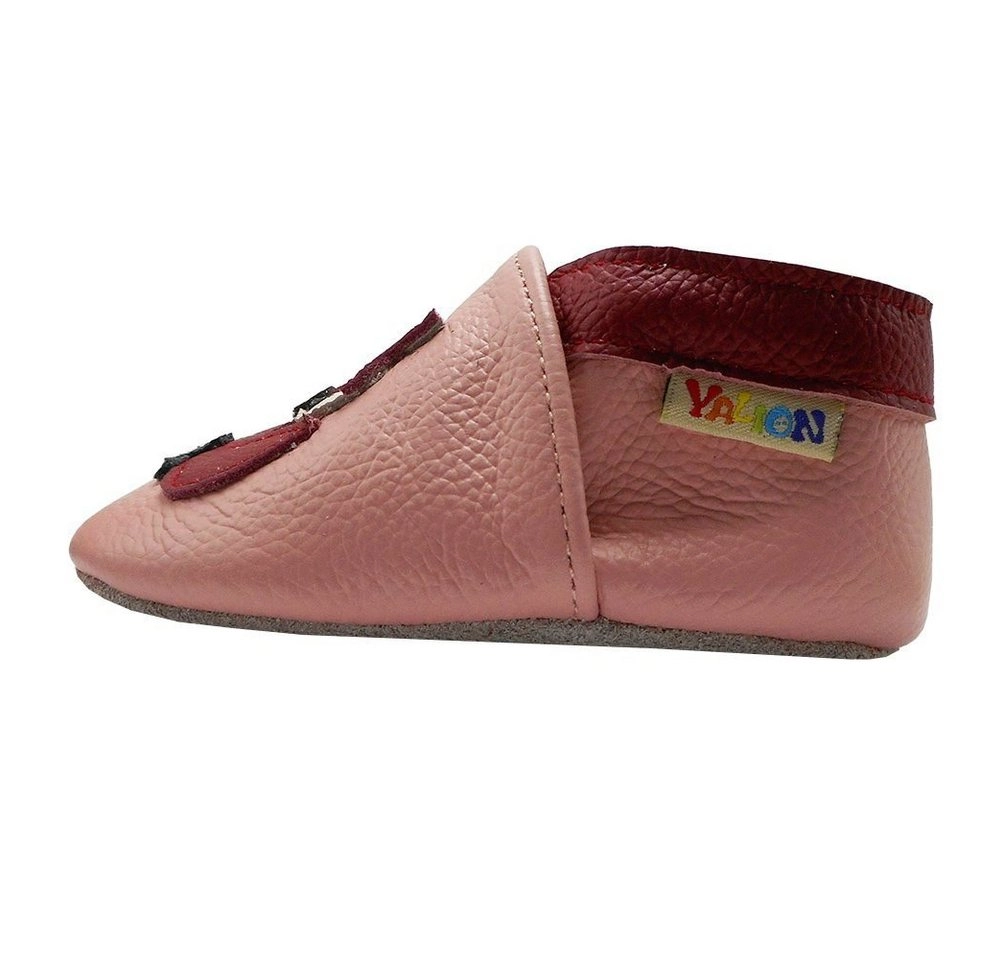 Yalion »Weiche Leder Lauflernschuhe Hausschuhe Lederpuschen Fuchs Rosa Echtes Leder« Krabbelschuh