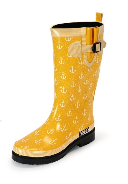 MADSea »Anchor High« Gummistiefel in gelb mit Ankerdruck und rutschfester Profisohle