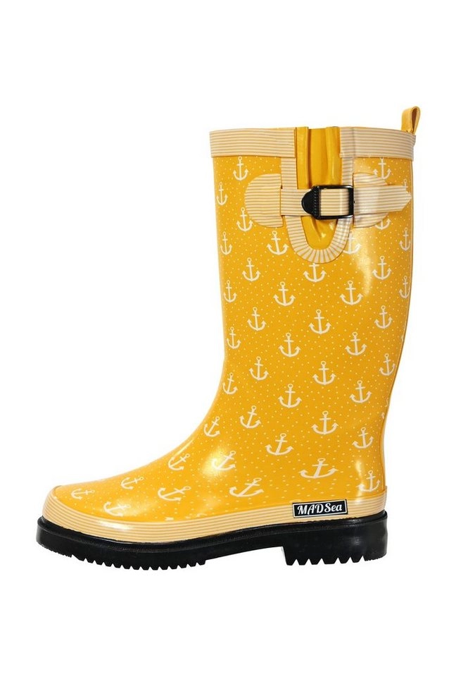 MADSea »Anchor High« Gummistiefel in gelb mit Ankerdruck und rutschfester Profisohle