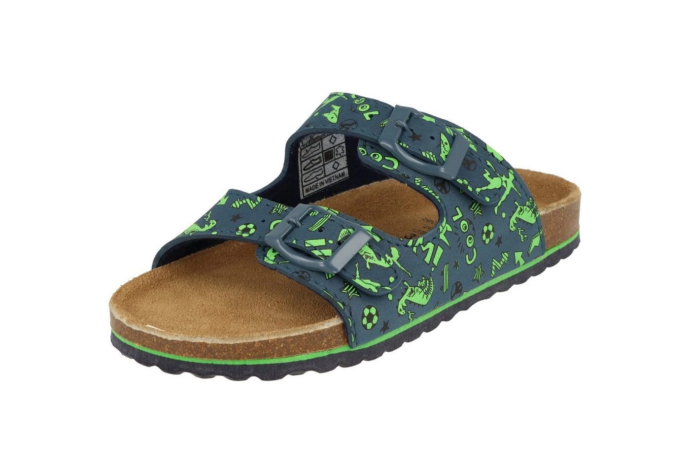 SUPERSOFT »Jungen Schuhe Pantoletten Lederfußbett 474-507 Blau Fußball-Motiven« Pantolette