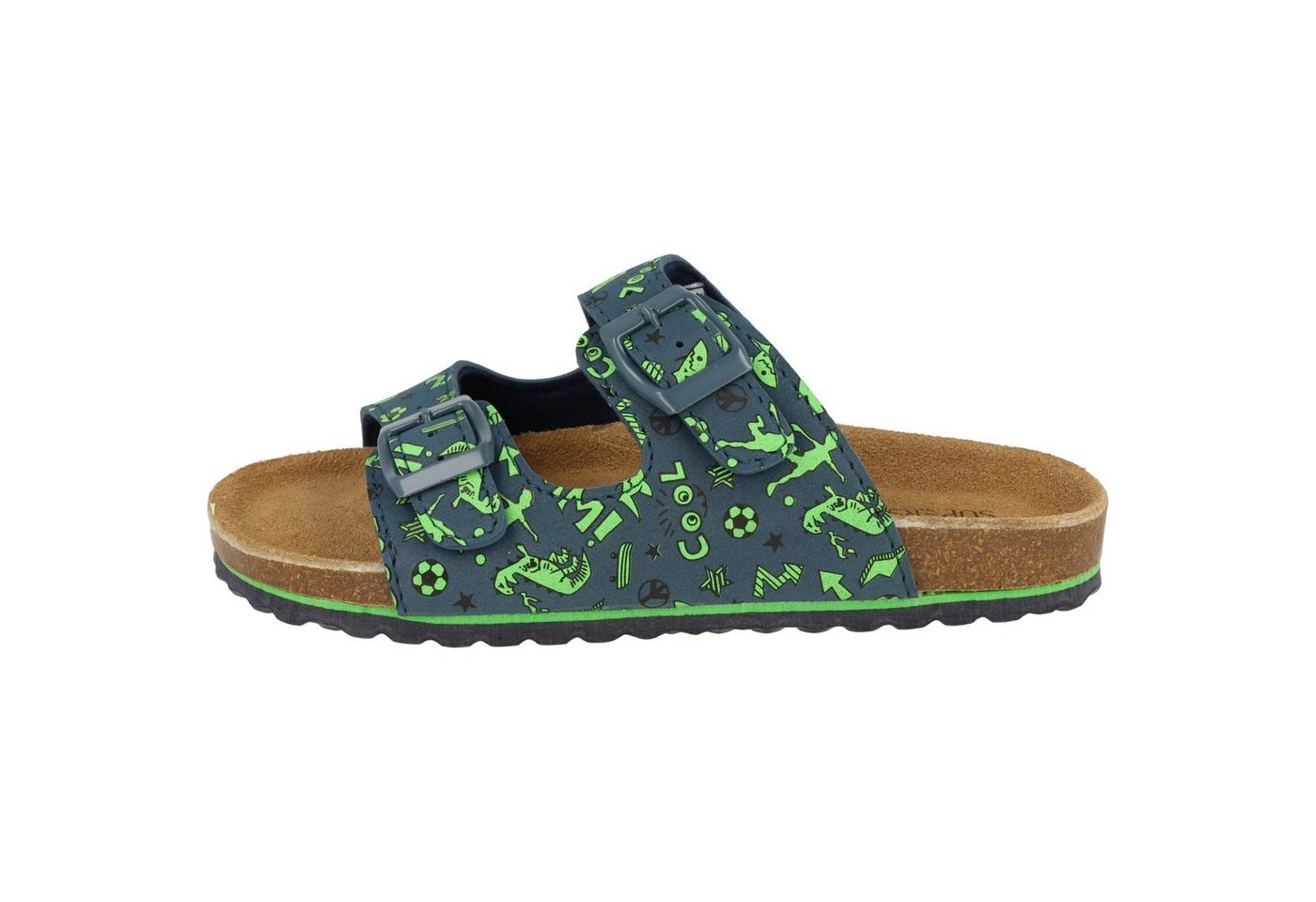 SUPERSOFT »Jungen Schuhe Pantoletten Lederfußbett 474-507 Blau Fußball-Motiven« Pantolette