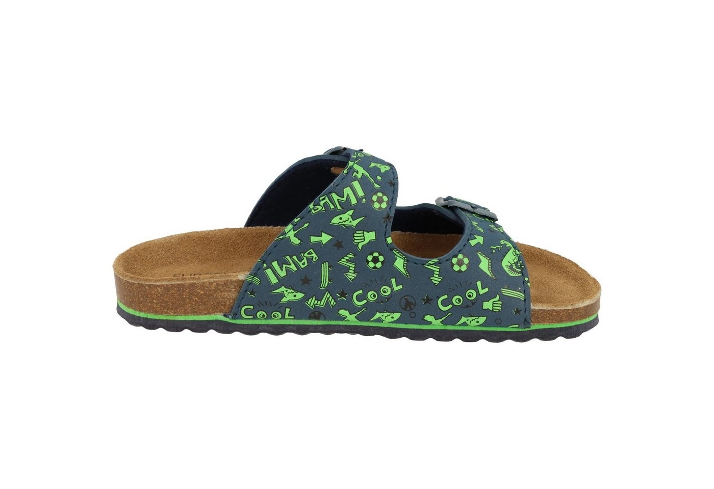 SUPERSOFT »Jungen Schuhe Pantoletten Lederfußbett 474-507 Blau Fußball-Motiven« Pantolette