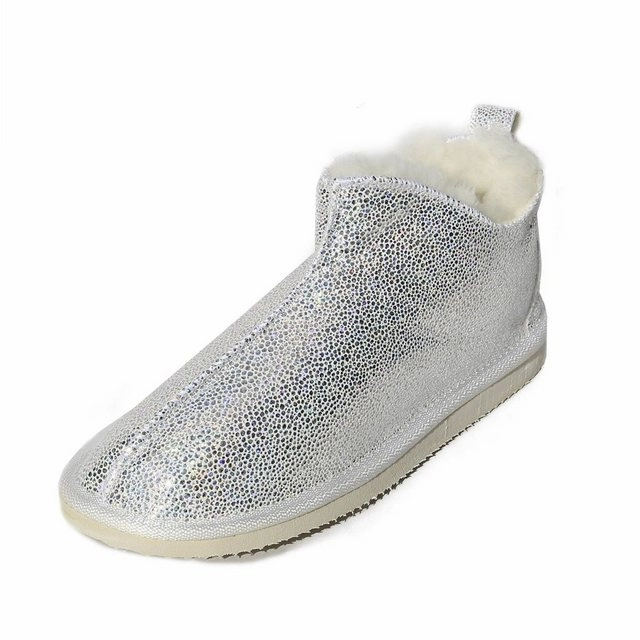 Hollert Hausschuh Damen Hüttenschuhe Cinderella Glitzer Echtleder Merino Schaffell Fellschuhe