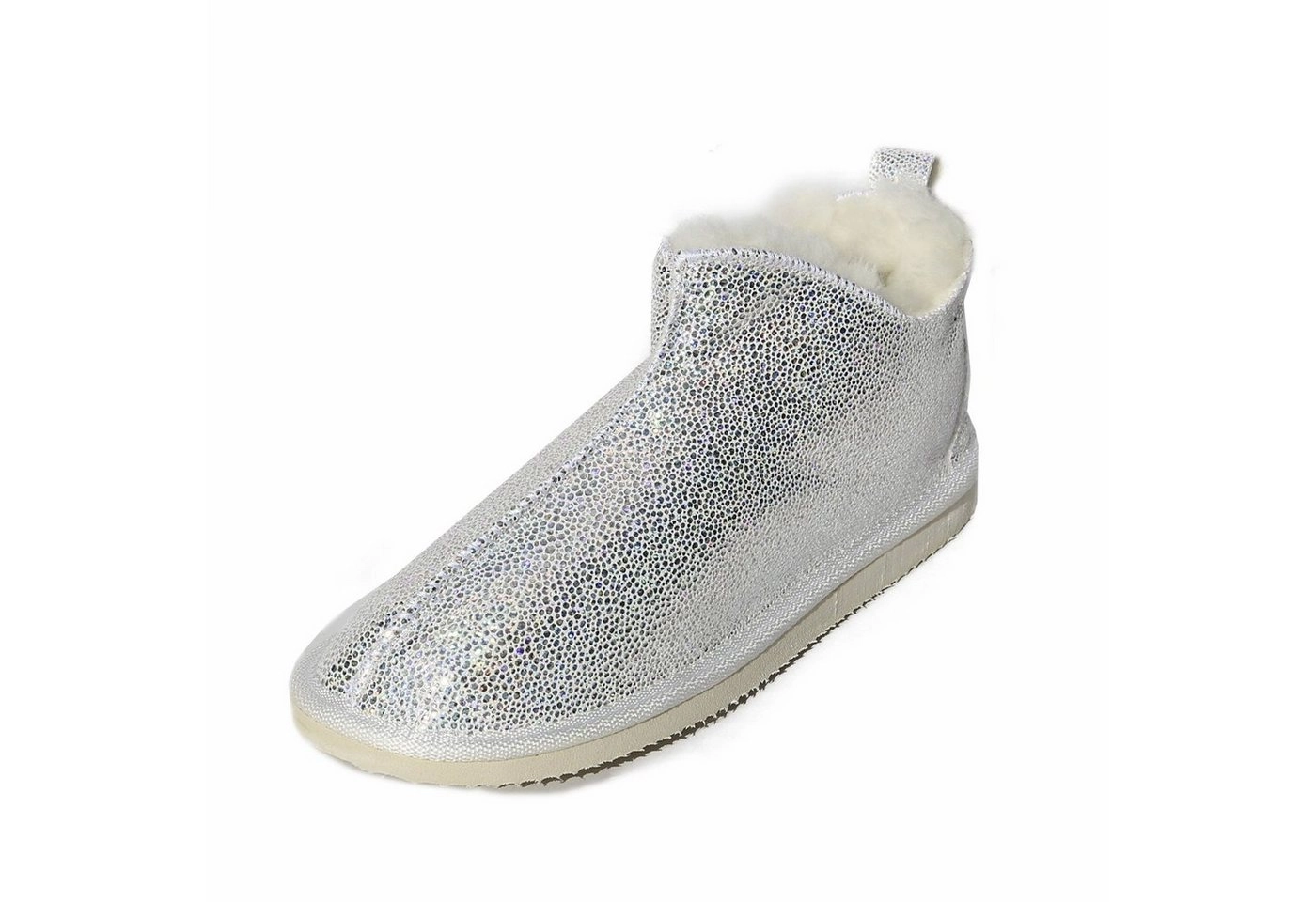 Hollert Hausschuh Damen Hüttenschuhe Cinderella Glitzer Echtleder Merino Schaffell Fellschuhe