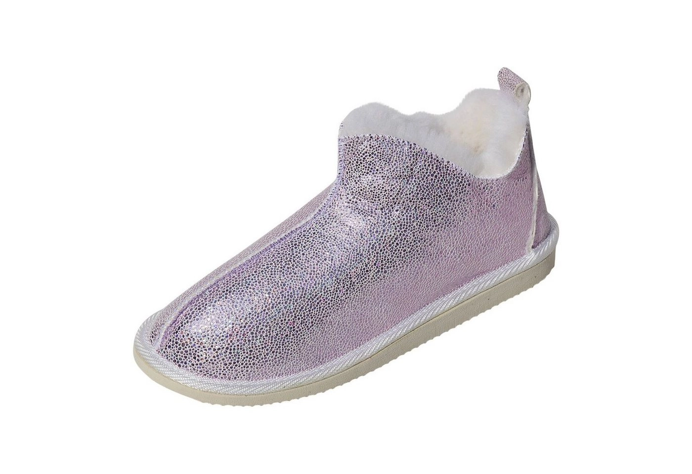 Hollert Hausschuh Damen Hüttenschuhe Cinderella Glitzer Echtleder Merino Schaffell Fellschuhe