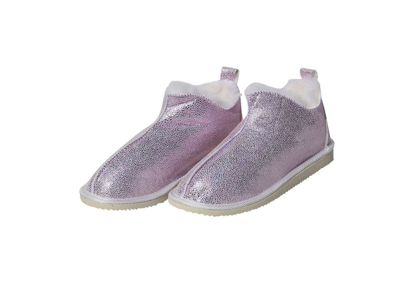 Hollert Hausschuh Damen Hüttenschuhe Cinderella Glitzer Echtleder Merino Schaffell Fellschuhe