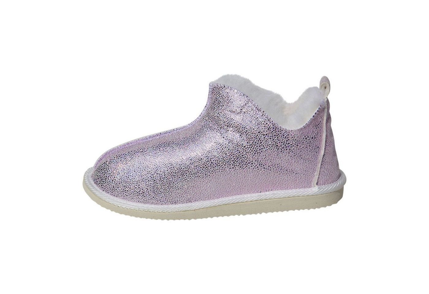 Hollert Hausschuh Damen Hüttenschuhe Cinderella Glitzer Echtleder Merino Schaffell Fellschuhe
