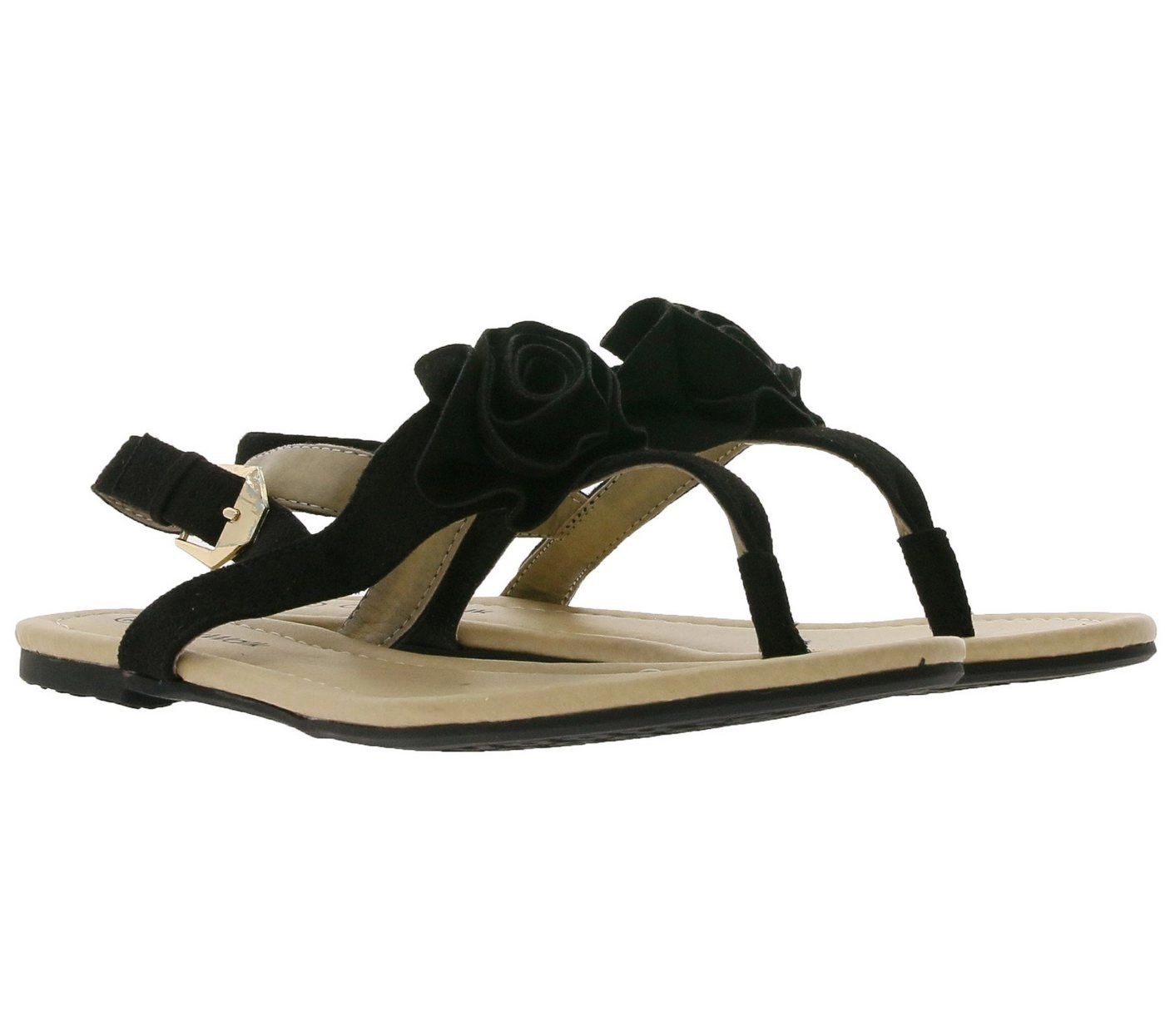 CITY WALK »City WALK Sandalette stylische Damen Sandale mit Deko-Rose auf Spann 76727031 Latschen Schwarz« Sandalette