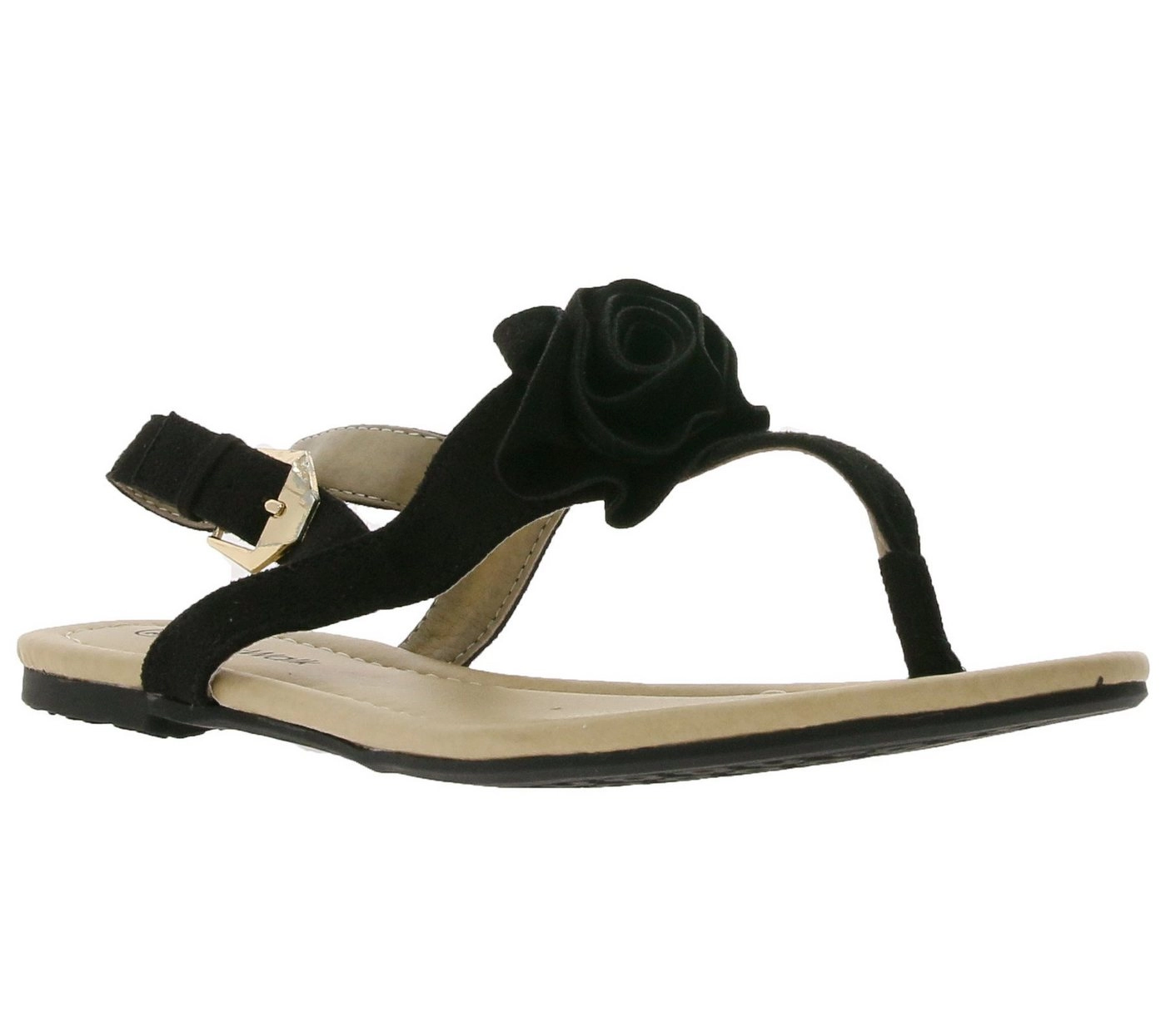 CITY WALK »City WALK Sandalette stylische Damen Sandale mit Deko-Rose auf Spann 76727031 Latschen Schwarz« Sandalette