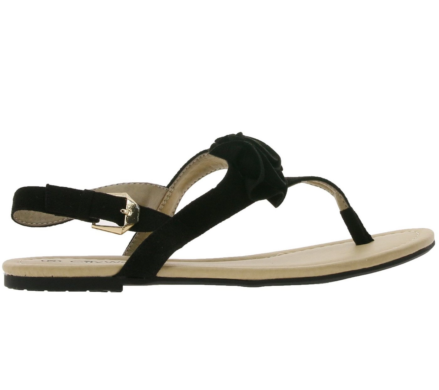 CITY WALK »City WALK Sandalette stylische Damen Sandale mit Deko-Rose auf Spann 76727031 Latschen Schwarz« Sandalette
