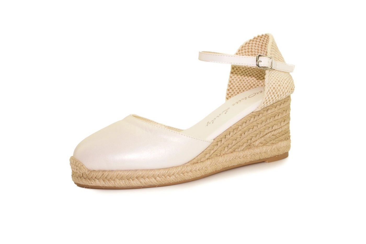 White Lady »940 offwhite Leder - Brautschuh« Keilsandalette