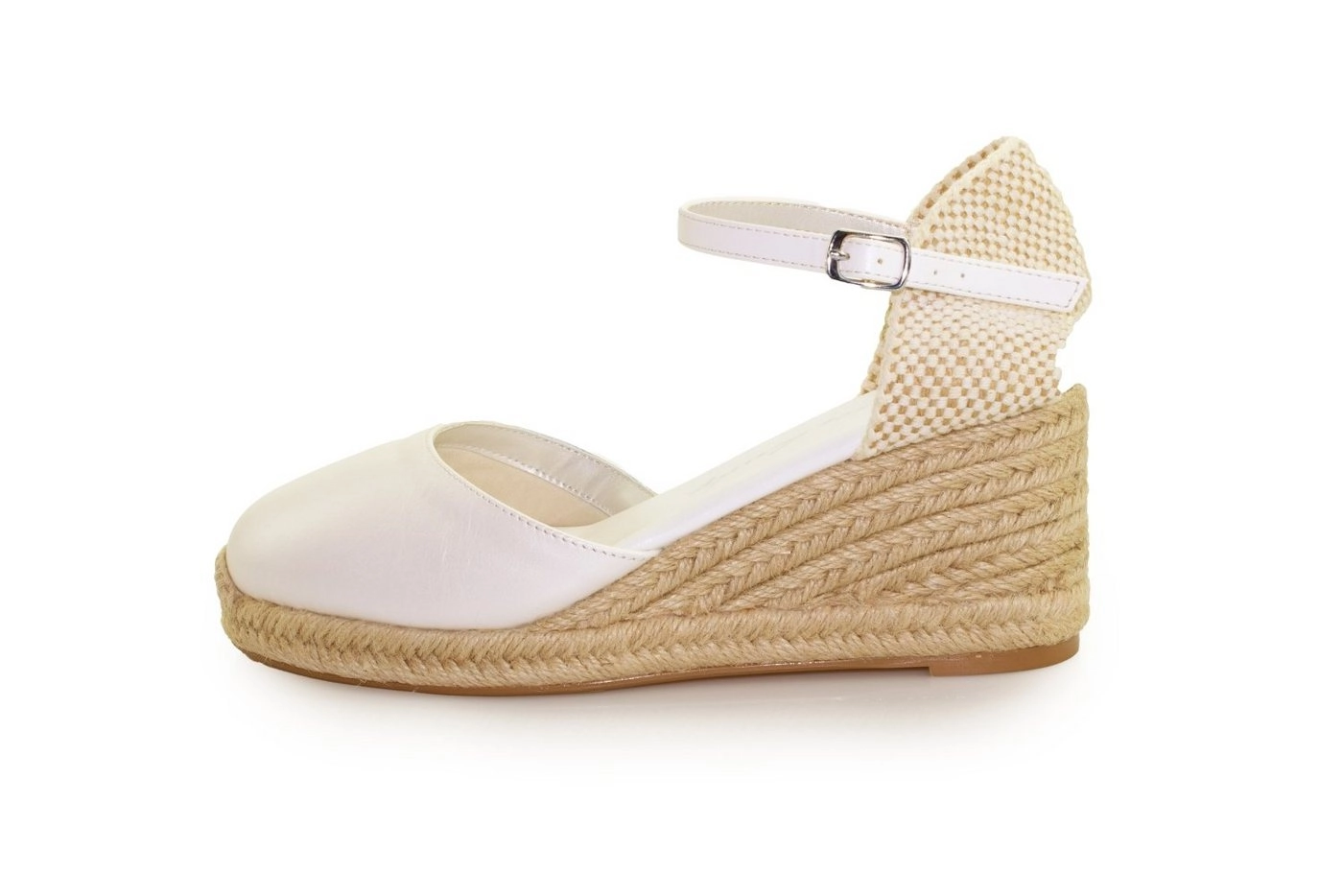 White Lady »940 offwhite Leder - Brautschuh« Keilsandalette