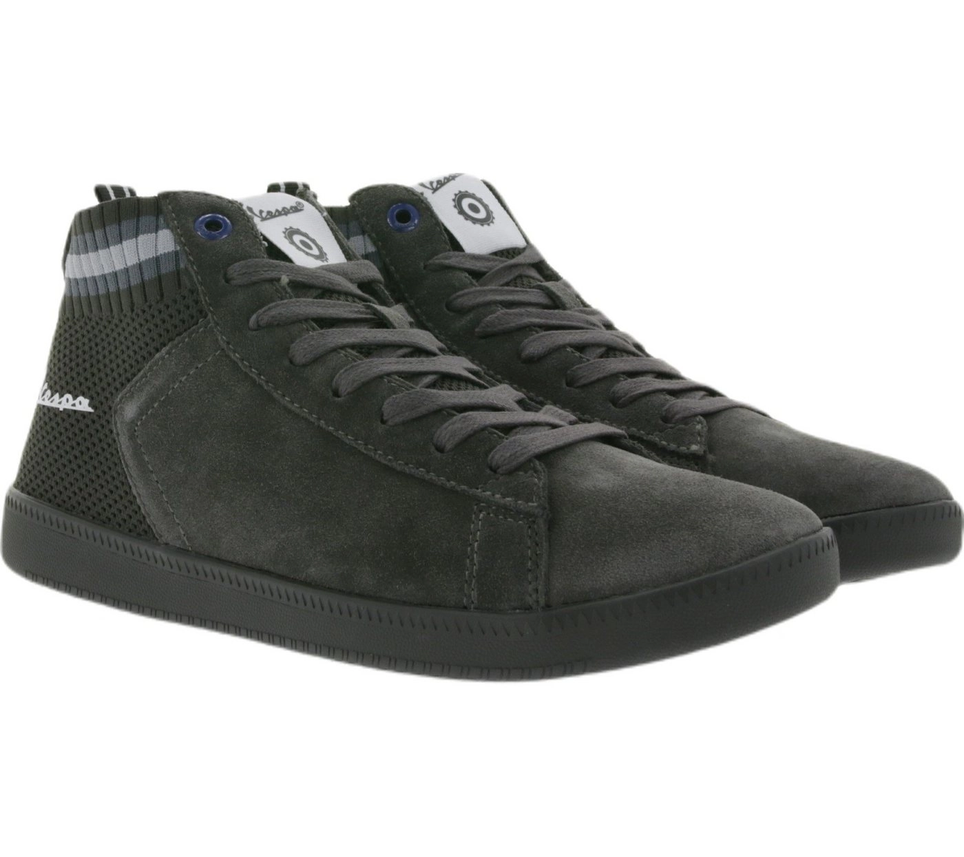Vespa »Vespa Sneaker Mid Top Turnschuhe mit Echtleder-Anteil New Wave Freizeit-Schuhe Dunkelgrau« Sneaker