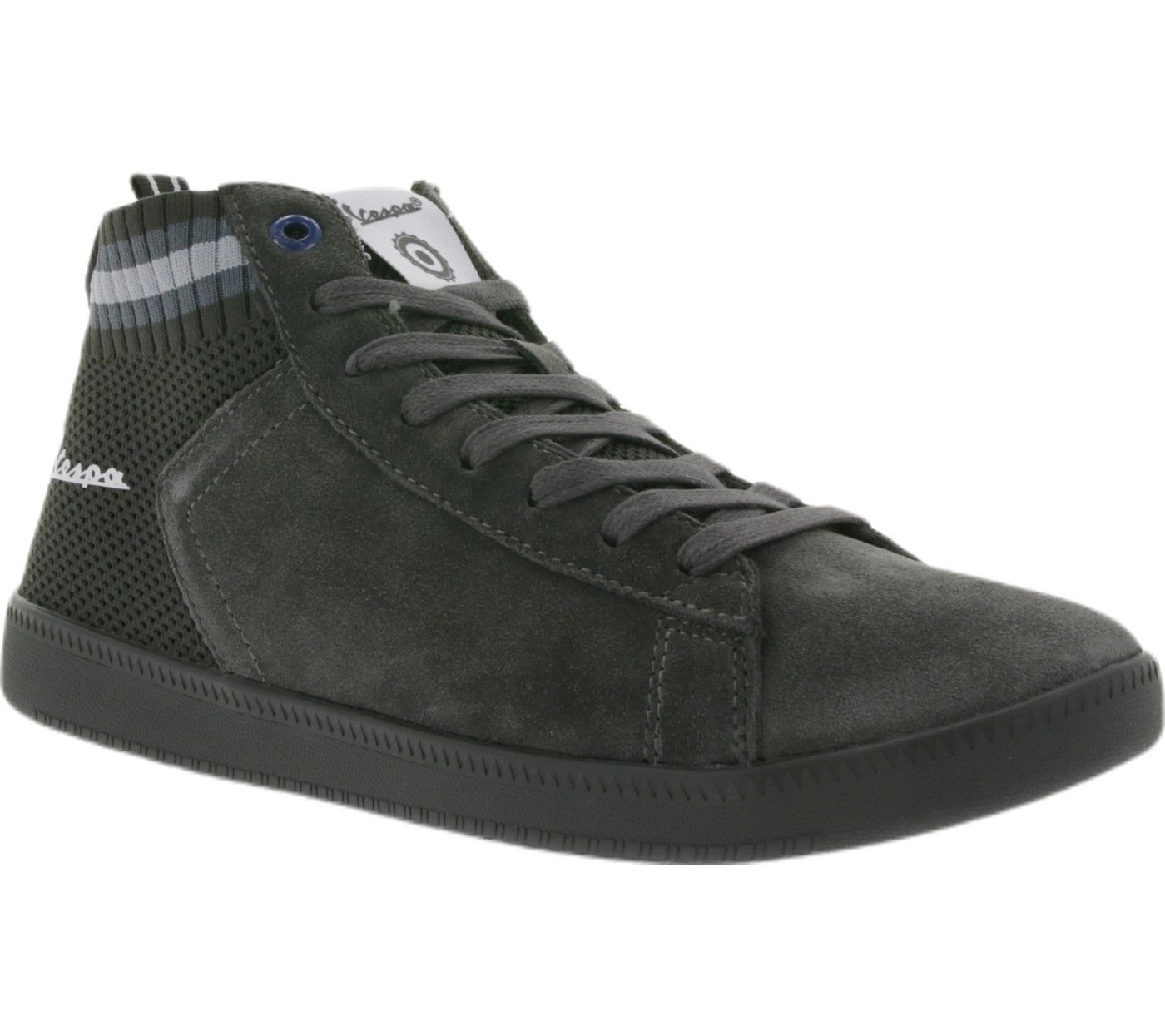 Vespa »Vespa Sneaker Mid Top Turnschuhe mit Echtleder-Anteil New Wave Freizeit-Schuhe Dunkelgrau« Sneaker