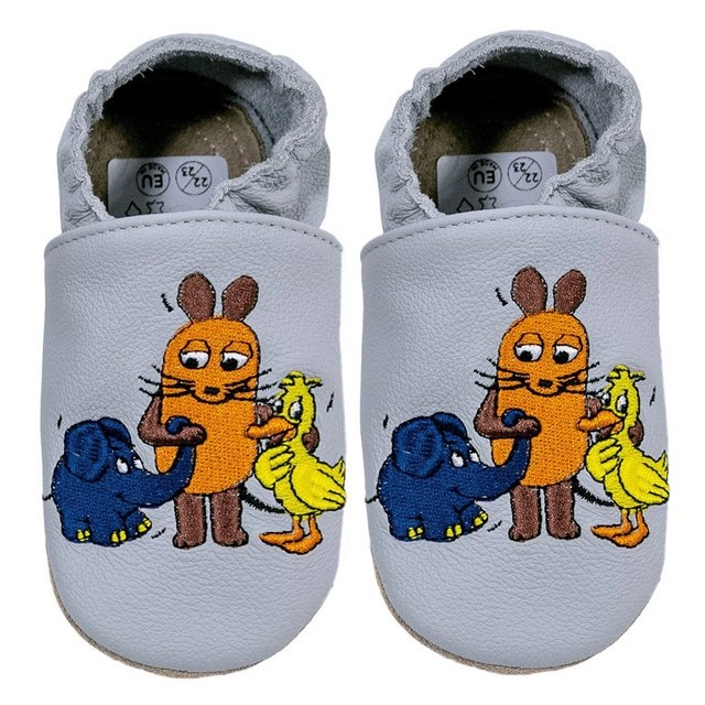 HOBEA-Germany »Krabbelschuhe Lederpatschen Hausschuhe mit der Maus« Krabbelschuh