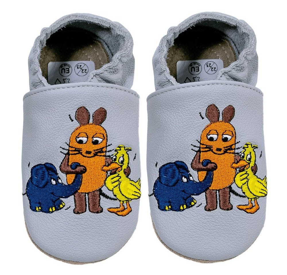 HOBEA-Germany »Krabbelschuhe Lederpatschen Hausschuhe mit der Maus« Krabbelschuh