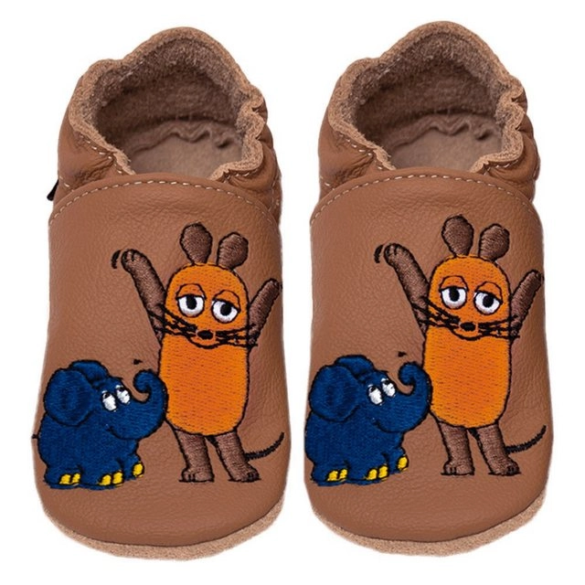 HOBEA-Germany »Krabbelschuhe Lederpatschen Hausschuhe mit der Maus« Krabbelschuh