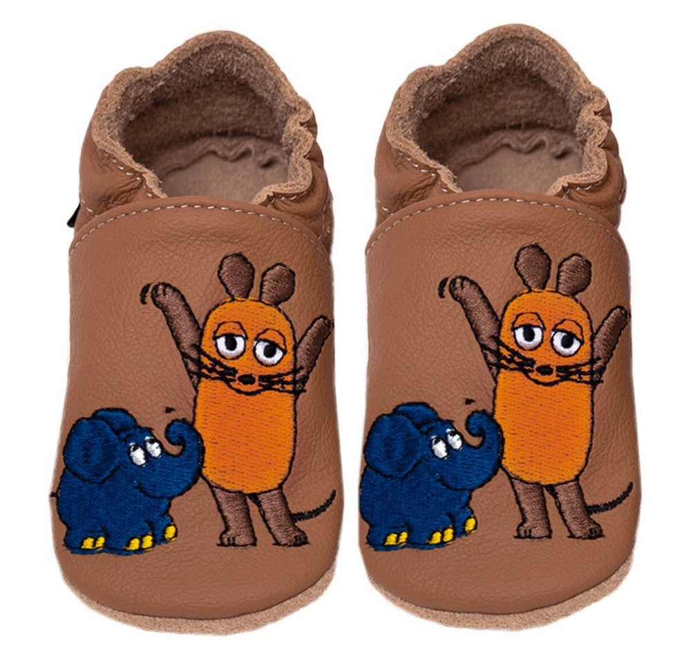 HOBEA-Germany »Krabbelschuhe Lederpatschen Hausschuhe mit der Maus« Krabbelschuh