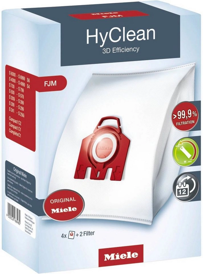 Miele Staubsaugerbeutel HyClean 3D Efficiency FJM, passend für MIELE, 4er- Pack