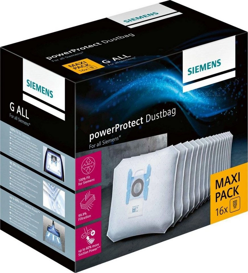 SIEMENS Staubsaugerbeutel 16er- Pack, passend für SIEMENS beutel Staubsauger, 16 Stück, Maxi Pack