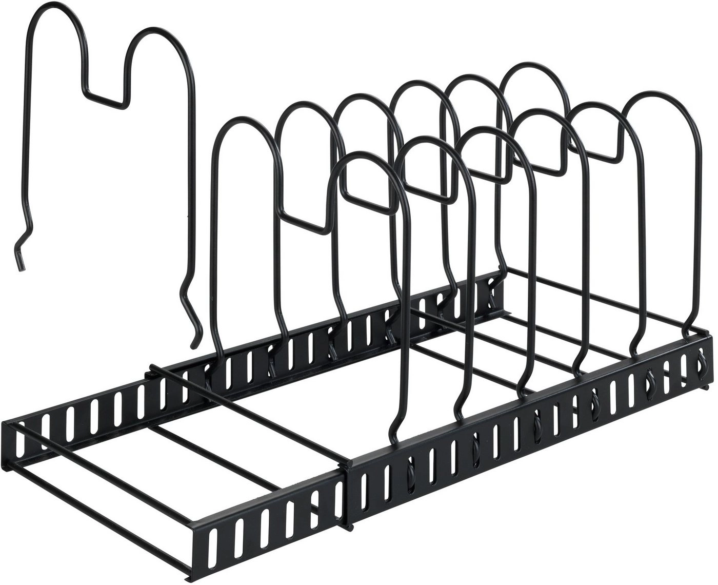 WENKO Geschirrständer, pulverbeschichtetes Metall, ausziehbar, für Deckel und Pfannen