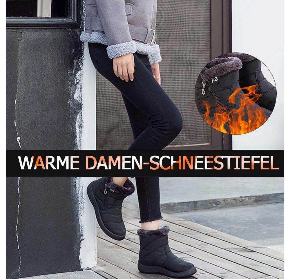 TOPMELON »Damen Winterboots wasserdichte Snowboots« Schlupfboots (1-tlg) wärmend, Damen Winterstiefel gefüttert mit weiches Fell, mit seitlichem Reißverschluss