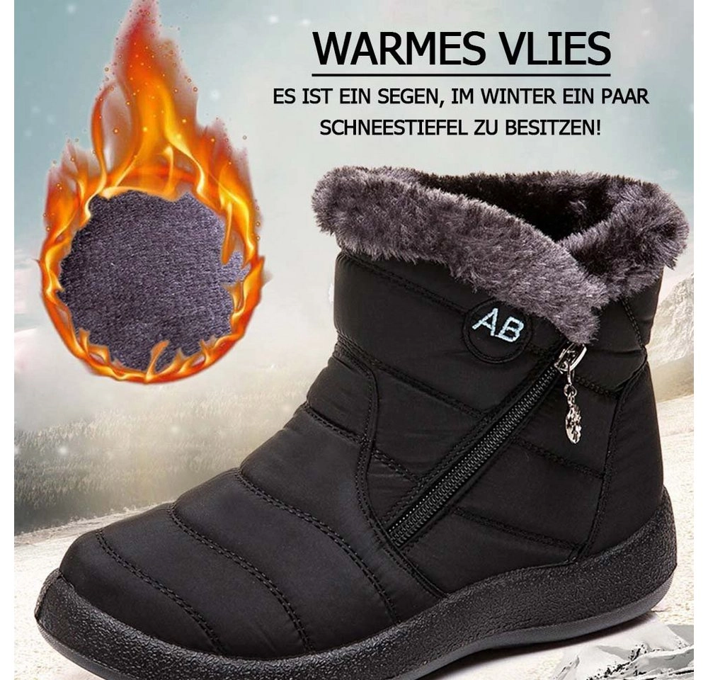 TOPMELON »Damen Winterboots wasserdichte Snowboots« Schlupfboots (1-tlg) wärmend, Damen Winterstiefel gefüttert mit weiches Fell, mit seitlichem Reißverschluss