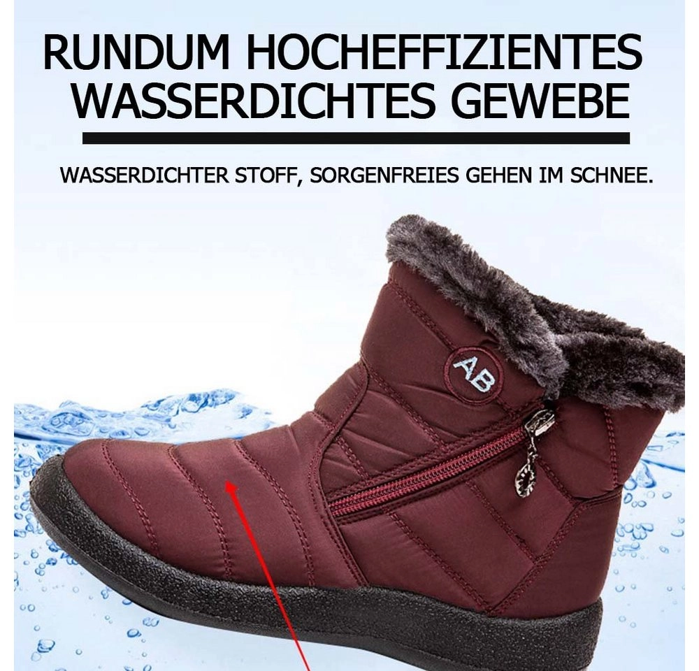 TOPMELON »Damen Winterboots wasserdichte Snowboots« Schlupfboots (1-tlg) wärmend, Damen Winterstiefel gefüttert mit weiches Fell, mit seitlichem Reißverschluss