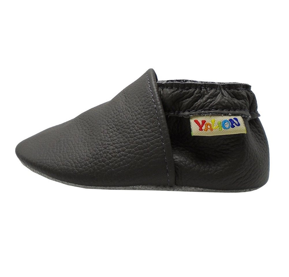 Yalion »Weiche Leder Lauflernschuhe Hausschuhe Lederpuschen Grau 100% Leder« Krabbelschuh