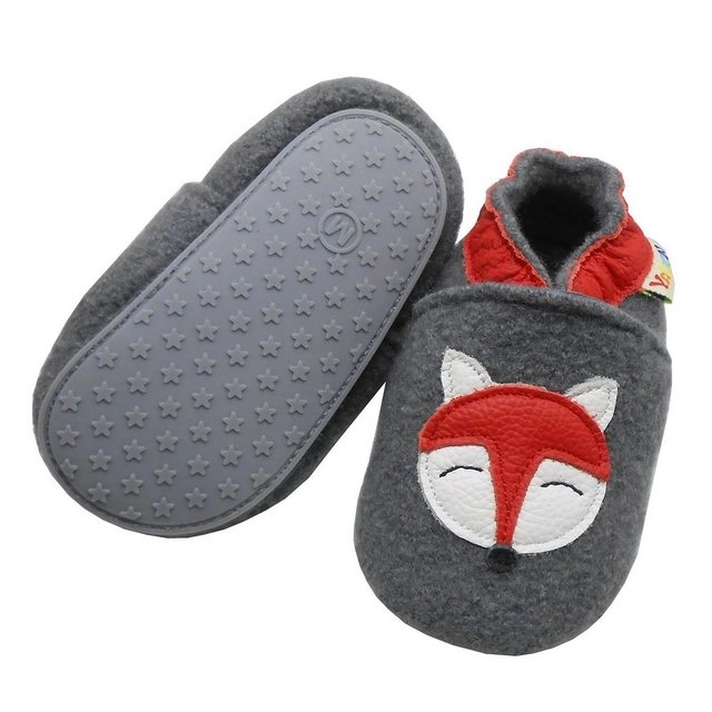 Yalion »Schuhe Kinder Anti Schweiß Krabbelschuh Kinder Filz Hausschuhe aus 100% Schafwolle, Fuchs Grau« Hausschuh