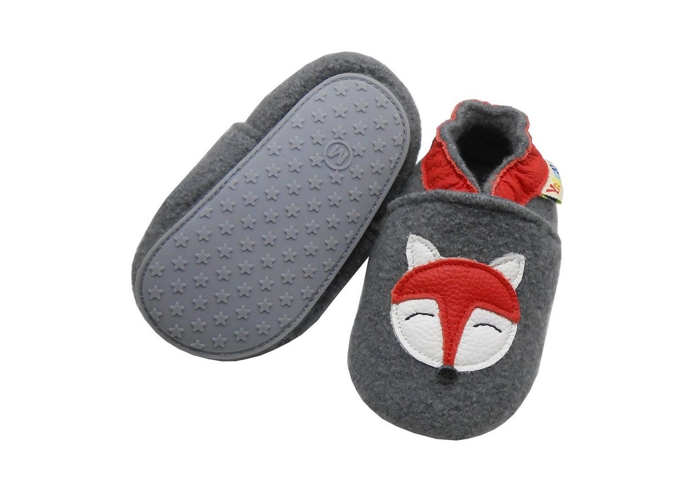 Yalion »Schuhe Kinder Anti Schweiß Krabbelschuh Kinder Filz Hausschuhe aus 100% Schafwolle, Fuchs Grau« Hausschuh