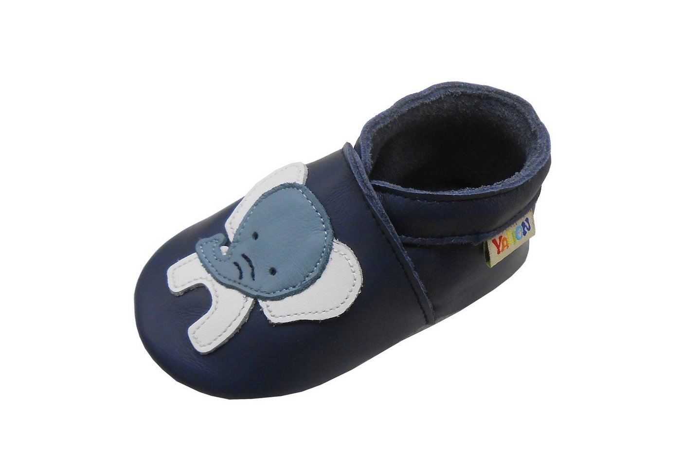 Yalion »Weiche Leder Lauflernschuhe Hausschuhe Lederpuschen Elefant Dunkelblau 100% Leder« Krabbelschuh