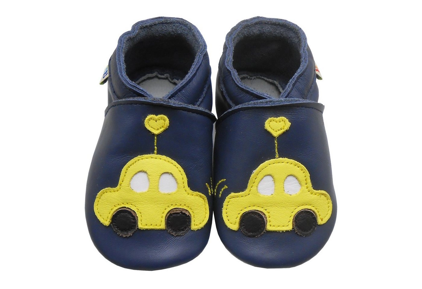 Yalion »Weiche Leder Lauflernschuhe Hausschuhe Lederpuschen Auto Dunkelblau 100% Leder« Krabbelschuh