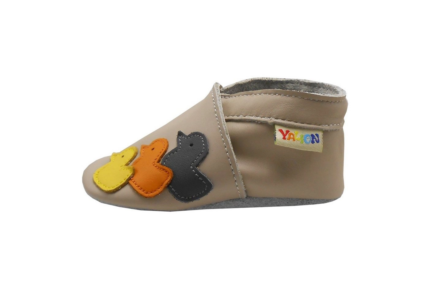 Yalion »Weiche Leder Lauflernschuhe Hausschuhe Lederpuschen Enten Beige 100% Leder« Krabbelschuh