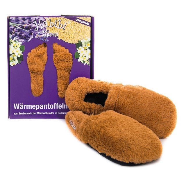 Habibi Plush »Habibi Wärmeschuhe caramel Gr M (37-40) Mikrowelle« Hüttenschuhe (1 Paar Wärme-Hausschuhe, Wärmeschuhe caramel)