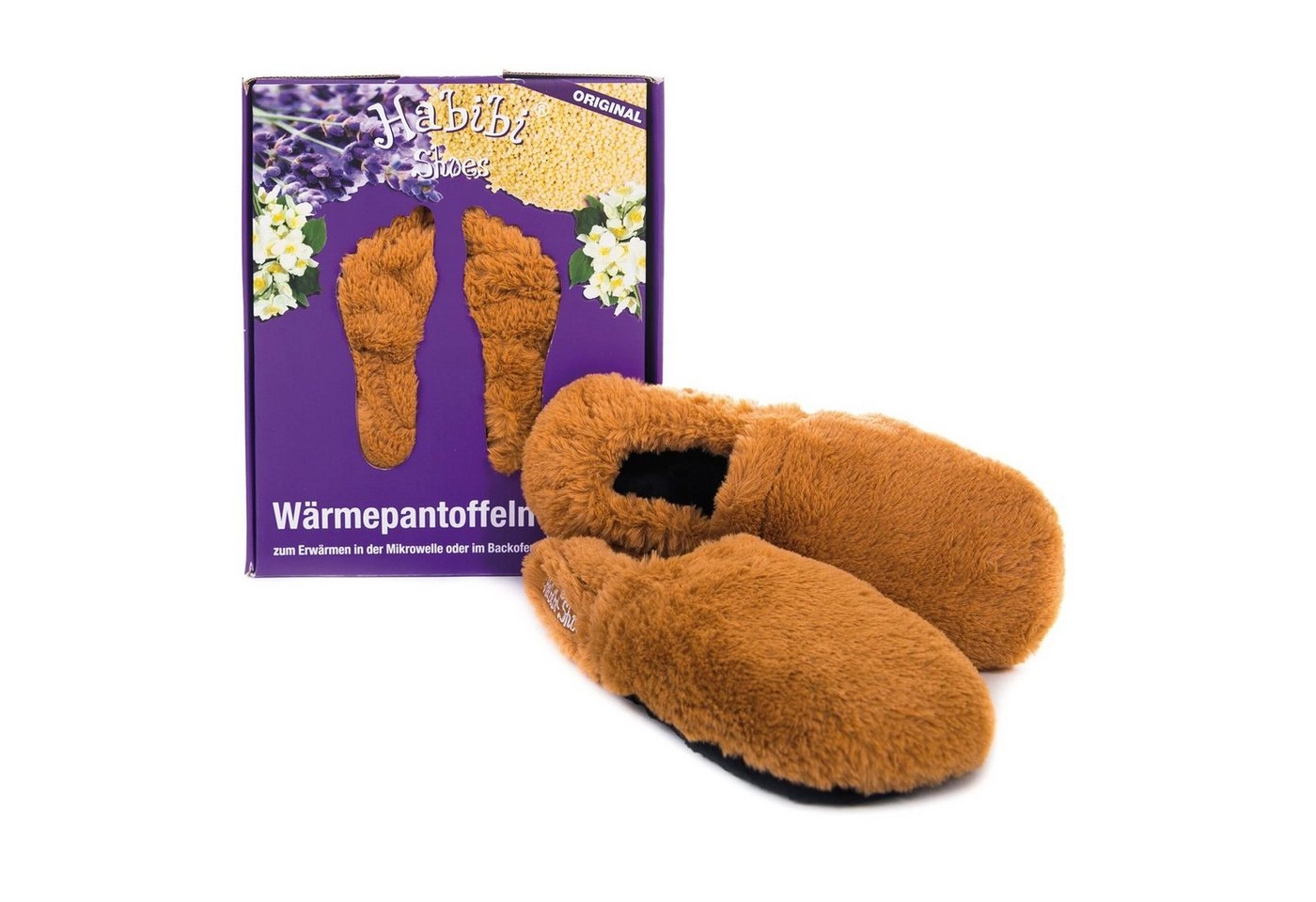 Habibi Plush »Habibi Wärmeschuhe caramel Gr M (37-40) Mikrowelle« Hüttenschuhe (1 Paar Wärme-Hausschuhe, Wärmeschuhe caramel)